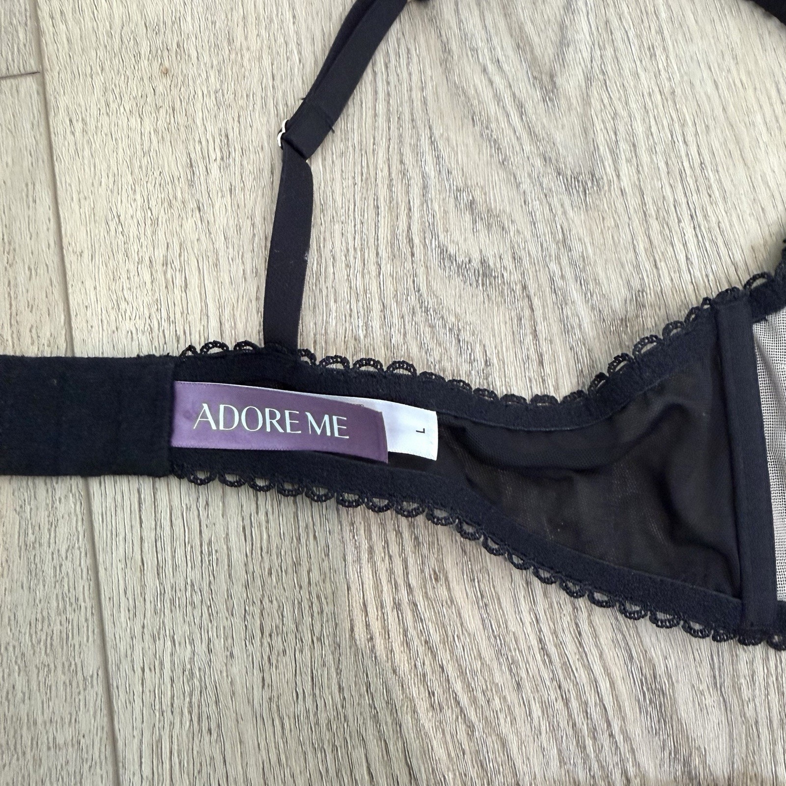 Adore Me Lace Strappy Teddy Lingerie Womens Large Black Underwire — image 6 of 8